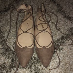 Taupe Unisa Lace Up Flats